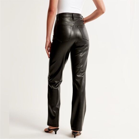 ABERCROMBIE & FITCH | Vegan Leather 90s Straight Ultra Hi Rise Pants Women’s 10 - Picture 2 of 13